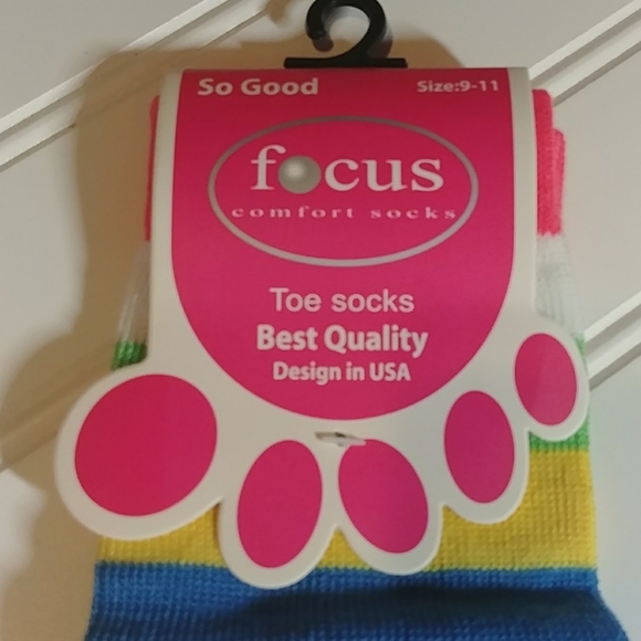 Focus Pink Rainbow Striped Toe Socks-3/$25.00 - Picture 2 of 6
